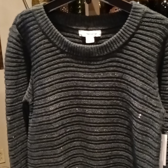 FINAL PRICE NWT Liz Claiborne winter green crew neck l/s sweater w side slits - Picture 4 of 10